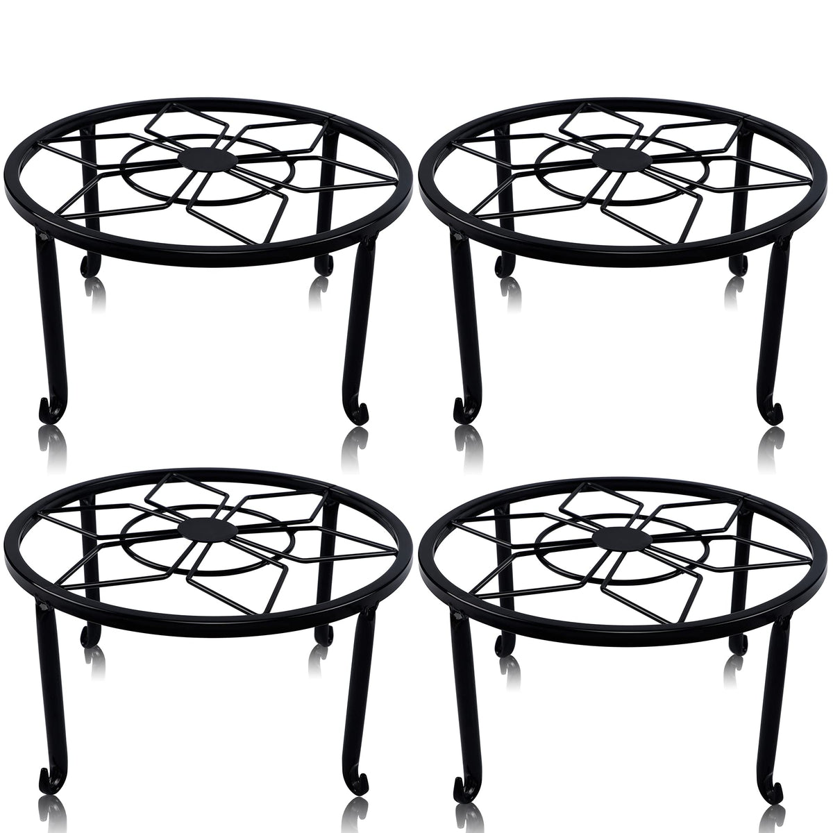yosager 4-pack metal plant stands elevate pots with round tops for better light exposure