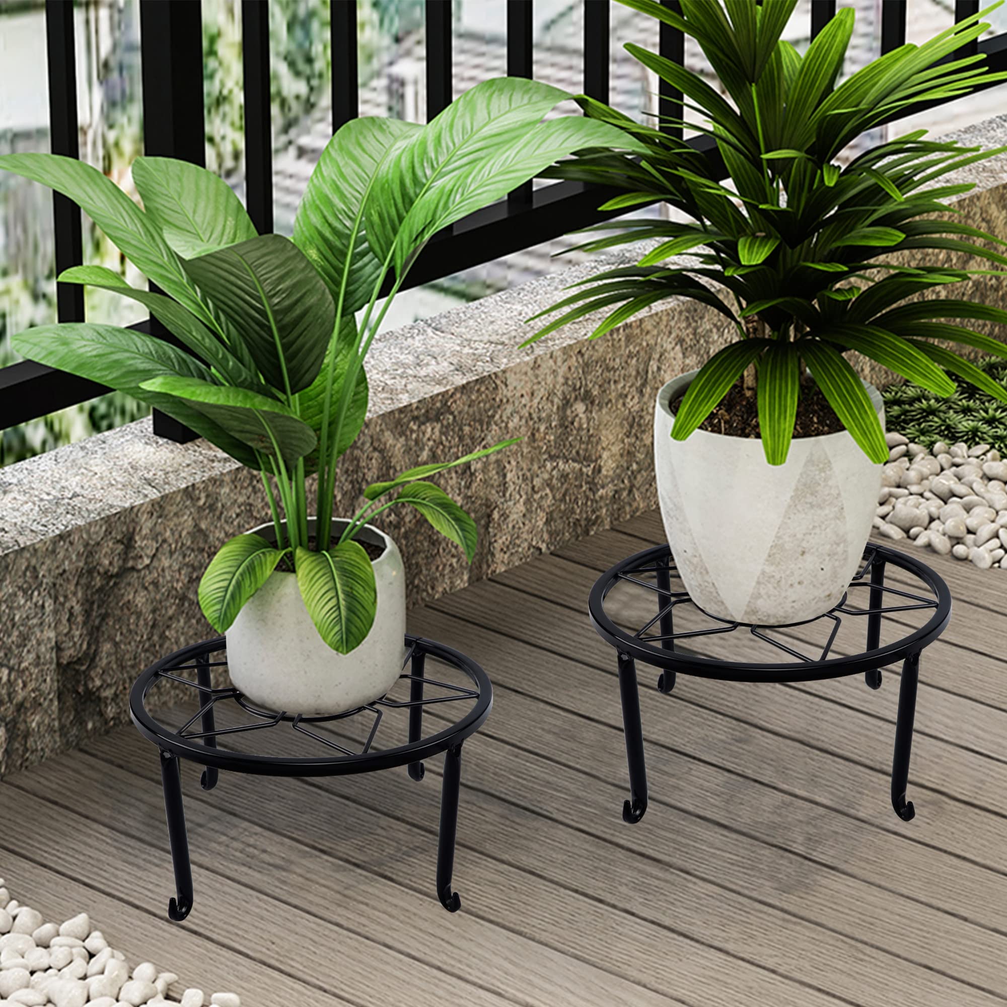 yosager heavy-duty black iron plant stand with curved legs for sturdy support