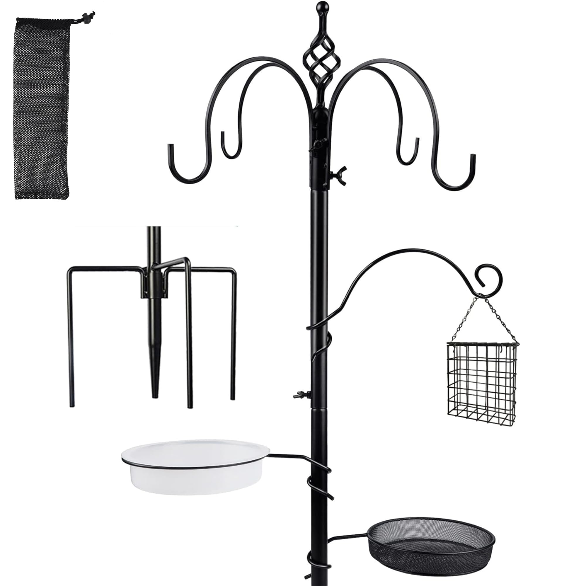 yosager premium bird feeding station on a tall 77-inch pole for year-round backyard viewing.