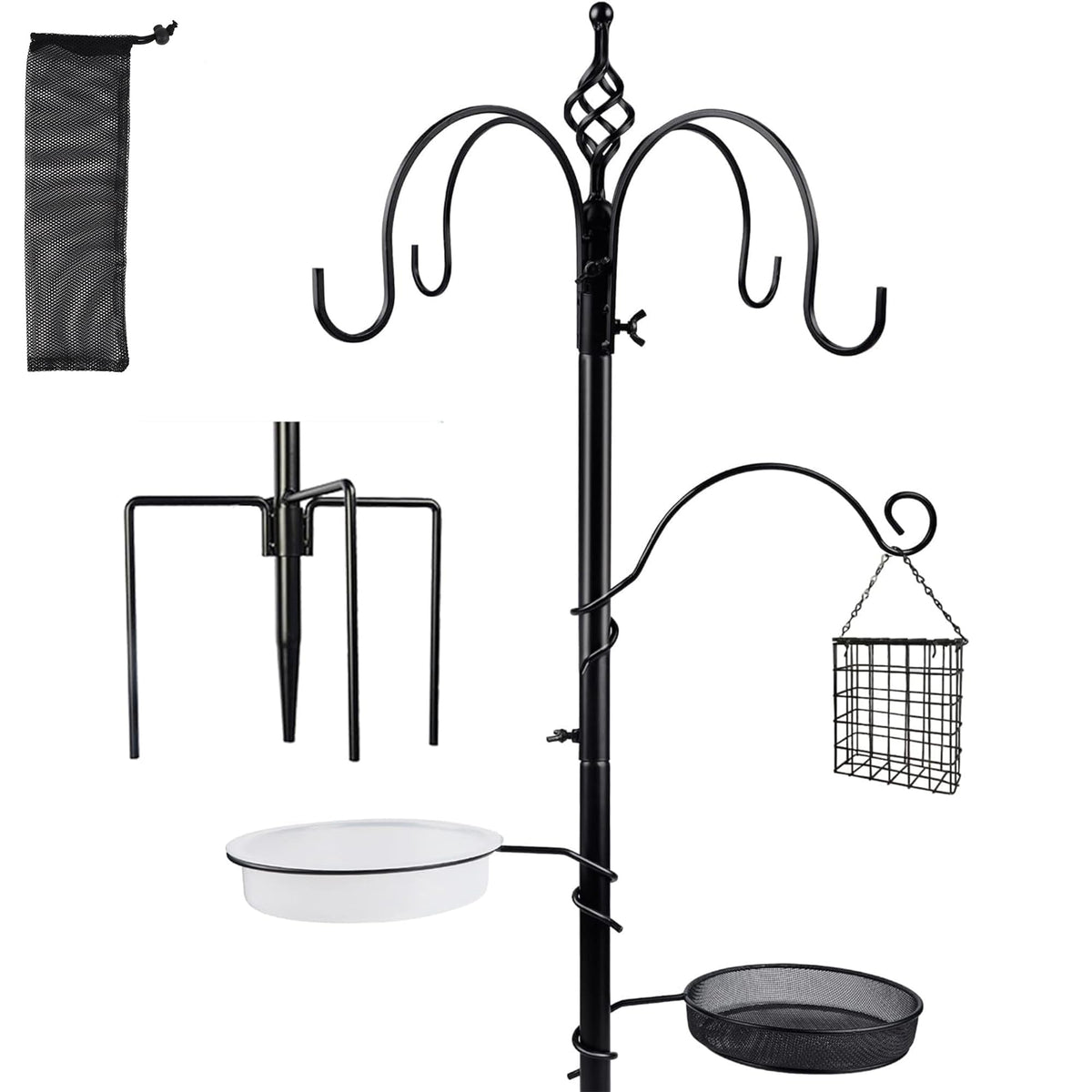 yosager premium bird feeding station on a tall 77-inch pole for year-round backyard viewing.