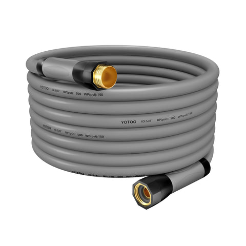 YOTOO heavy-duty 50ft gray garden hose ready for demanding outdoor watering.