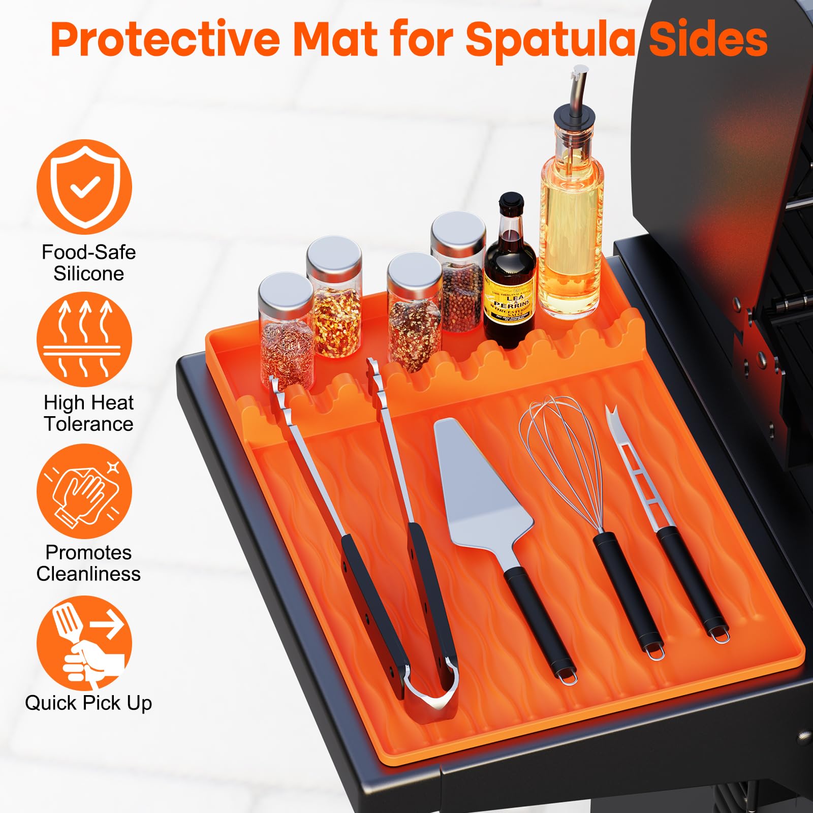 YOUCHENGZHIFAN silicone griddle tool mat, nonslip design protects grill surfaces and prevents spills.