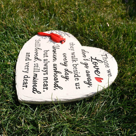 Youdear Memorials cardinal-detail memorial stone adds gentle symbolism to a memory shrine.