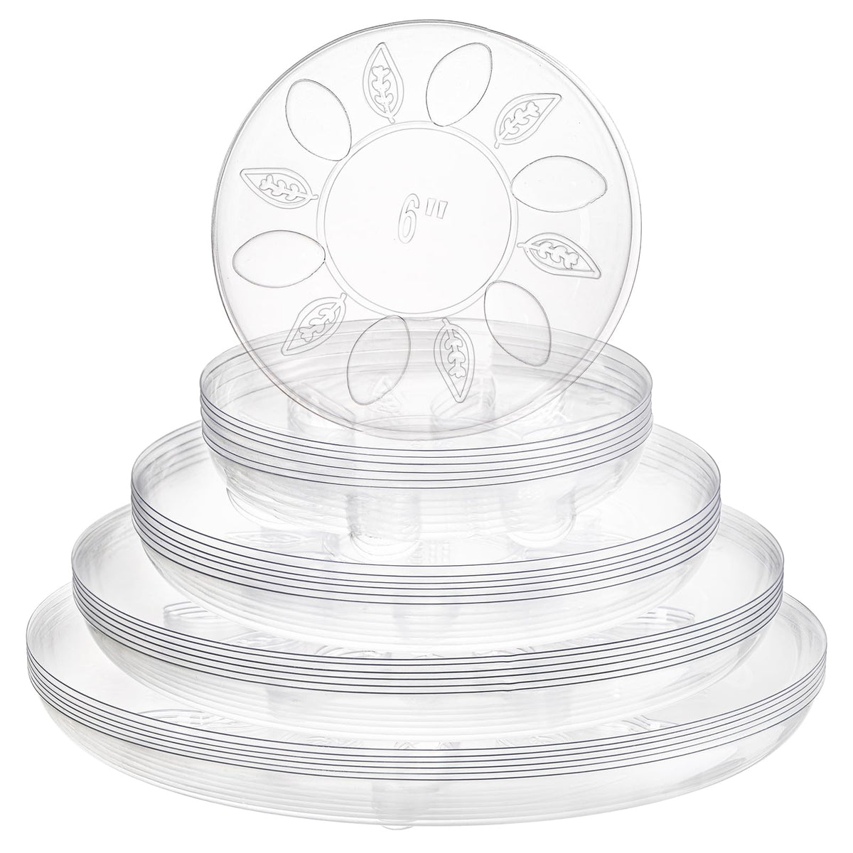 YOUEON 6-inch clear plant tray with feet for indoor use and improved drainage.