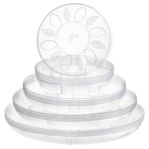 YOUEON 6-inch clear plant tray with feet for indoor use and improved drainage.