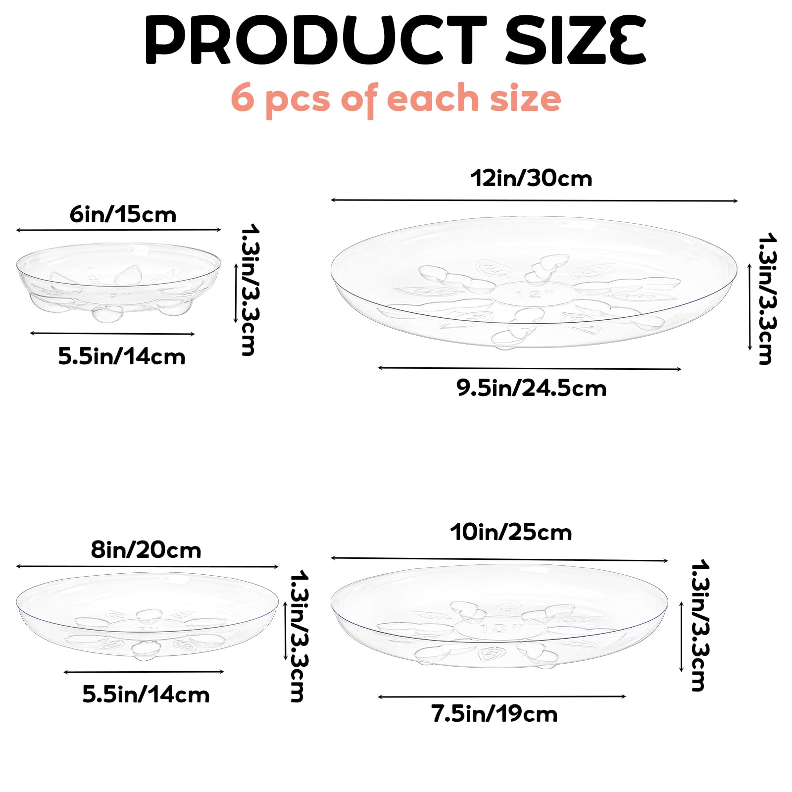 YOUEON 8-inch clear plant tray with feet enhances drainage and airflow.