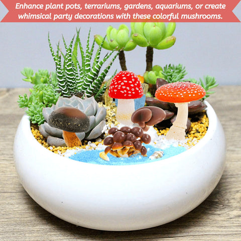 Youeon beech mushroom figurine complements moss terrariums and plant pots.