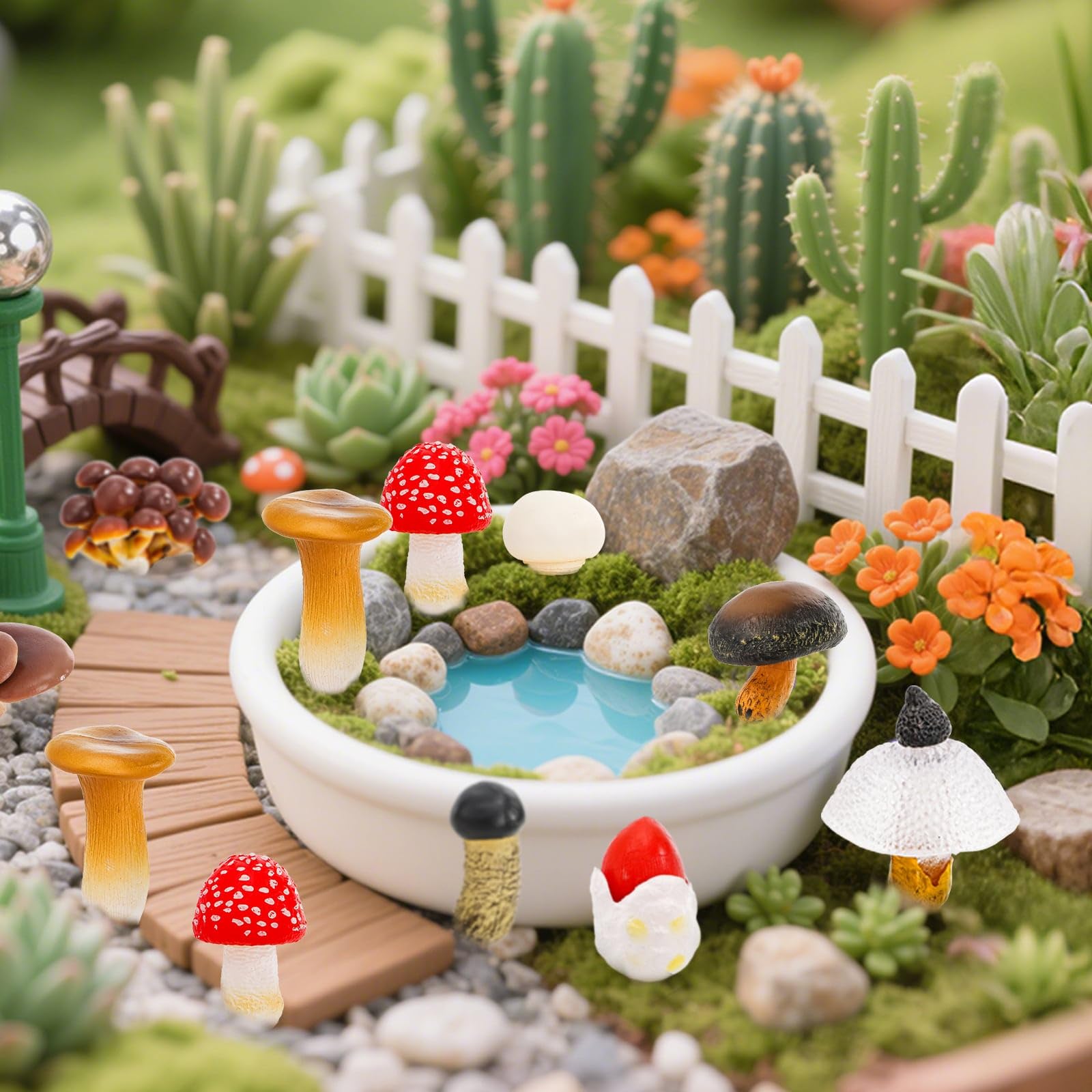 Youeon nameko mushroom figurine adds tiny woodland detail to mini landscapes.