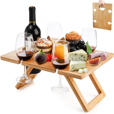 Youeon portable wine picnic table setup for outdoor dining