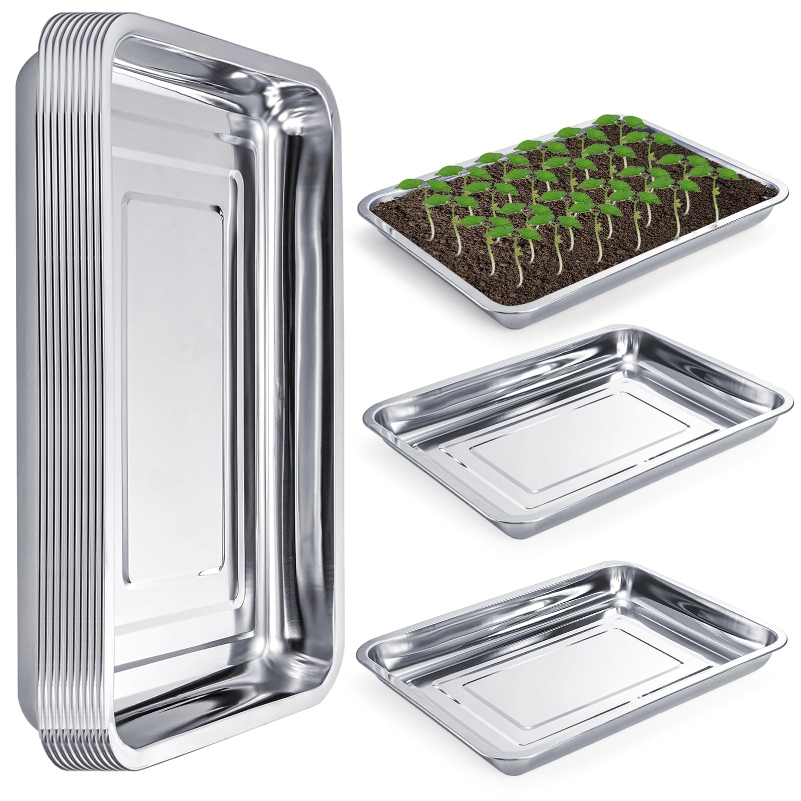 Youeon seed starter tray 10-pack top view, compact and stackable for seed prep