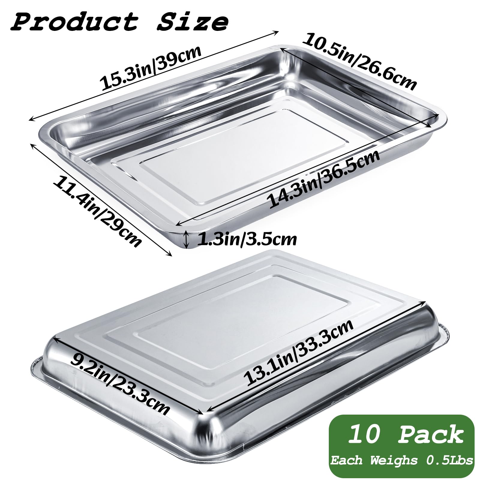 Youeon stainless steel trays side view showing rust-resistant construction