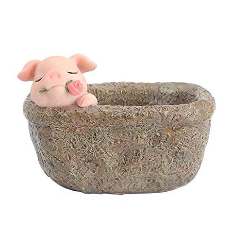 Youfui pig office ornament, compact height for shelves.