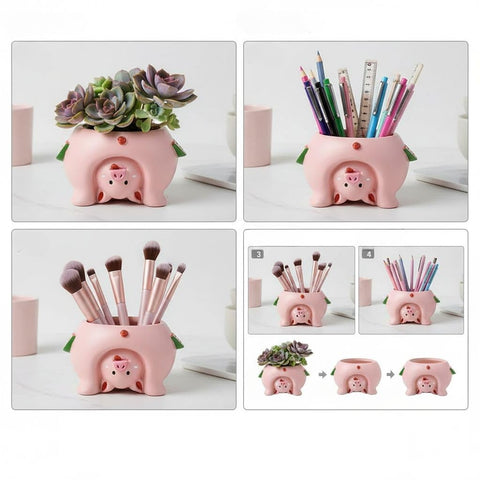 Youfui resin pig planter enhances indoor office decor