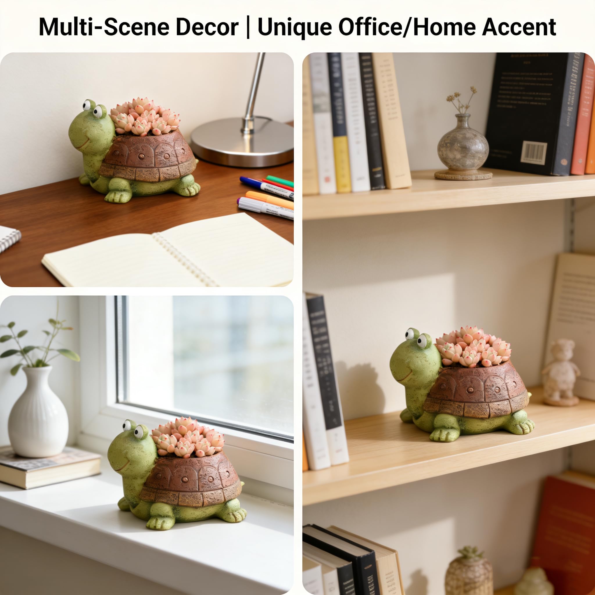 Youfui turtle planter on windowsill brightens spaces and fits small spaces