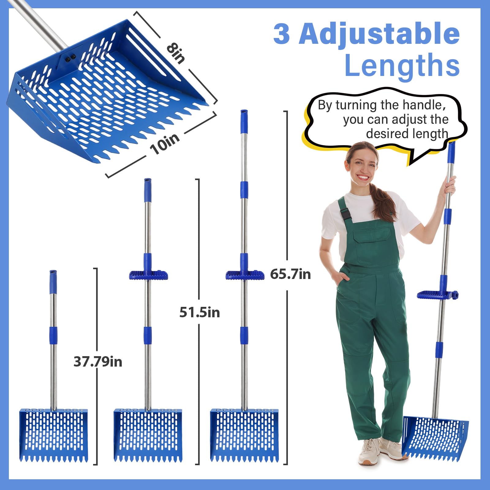 Youjoitim adjustable-length coop scoop reaches different users with comfort