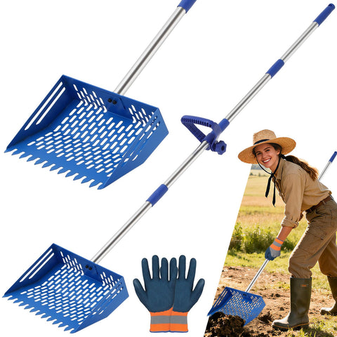 Youjoitim blue 2-in-1 chicken poop scoop and rake for quick coop cleanup