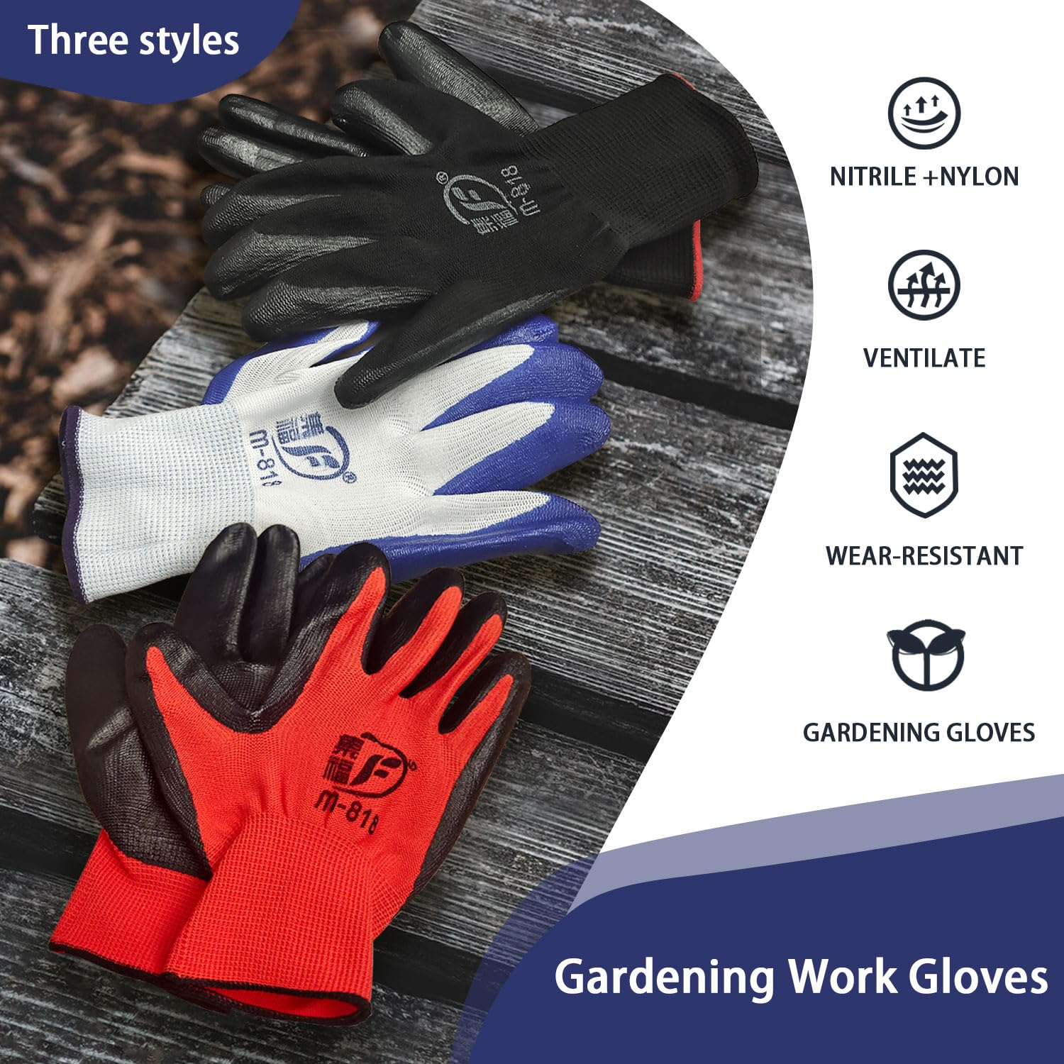 YOUKE OLA nitrile-coated gloves with palm grip for tool handling
