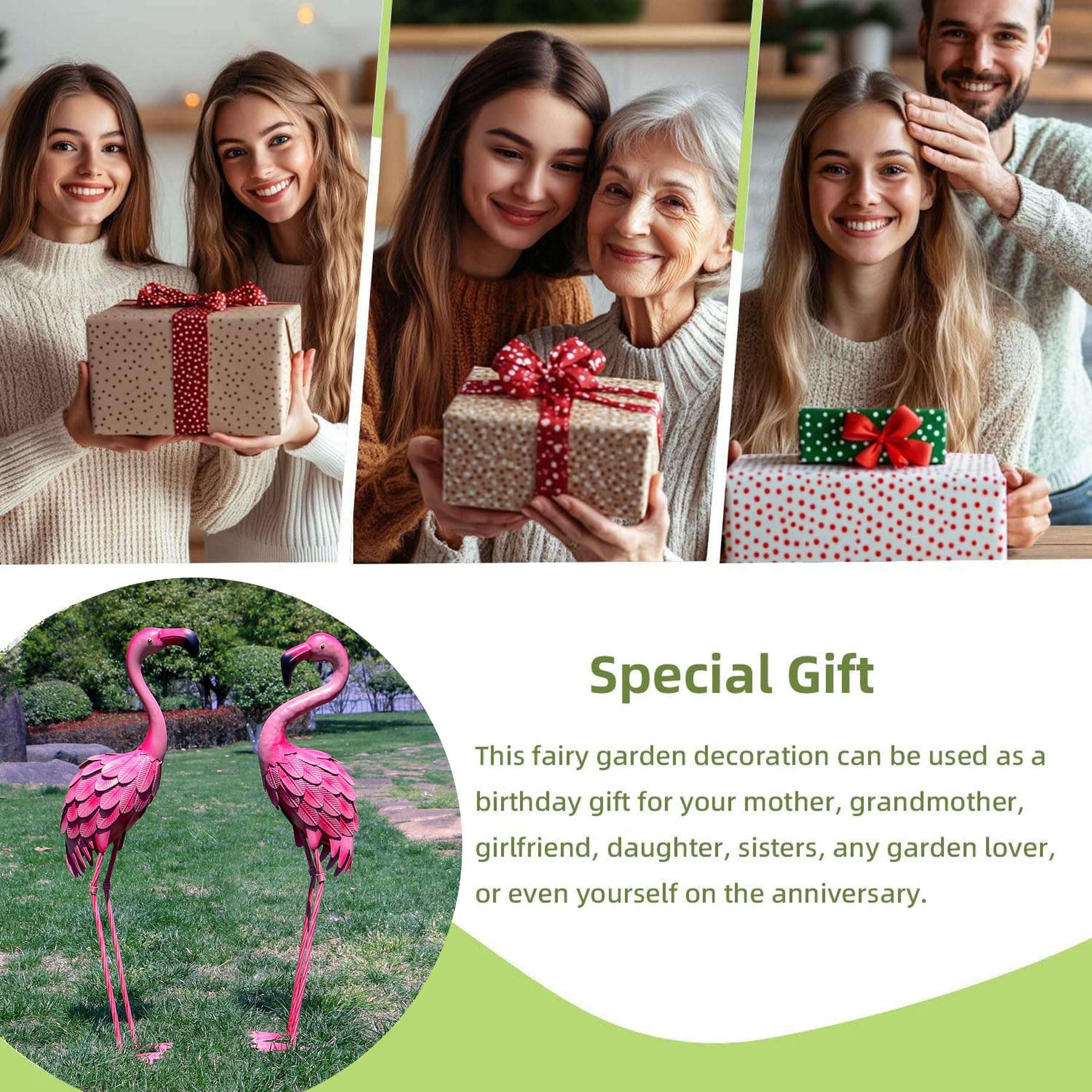 YOUKI backyard flamingo ornament with stable base for uneven ground.