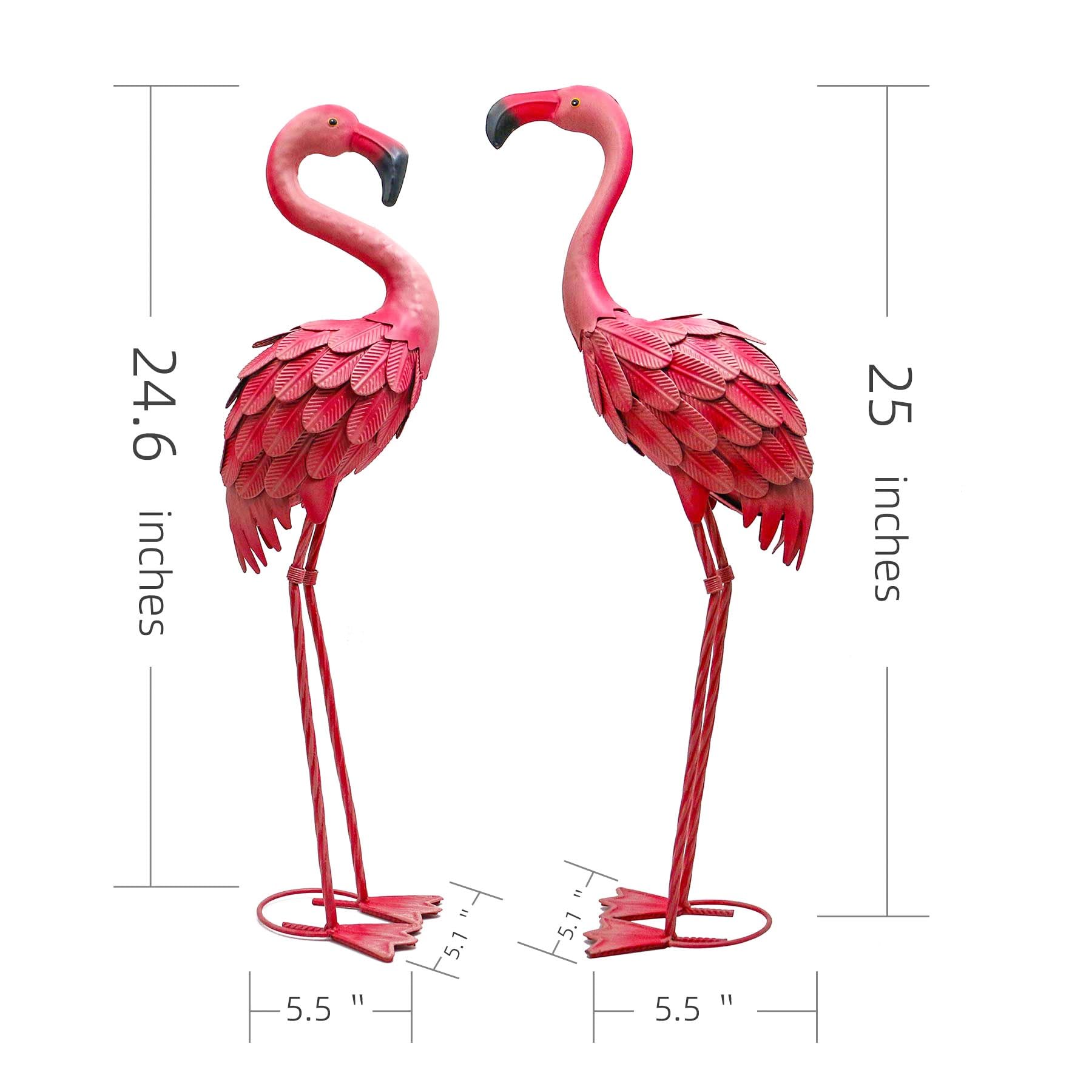YOUKI pink yard flamingo statue, pair of garden sculptures for curb appeal outdoors.