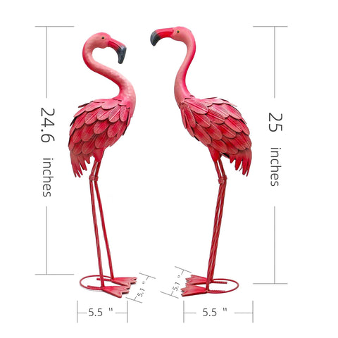 YOUKI pink yard flamingo statue, pair of garden sculptures for curb appeal outdoors.