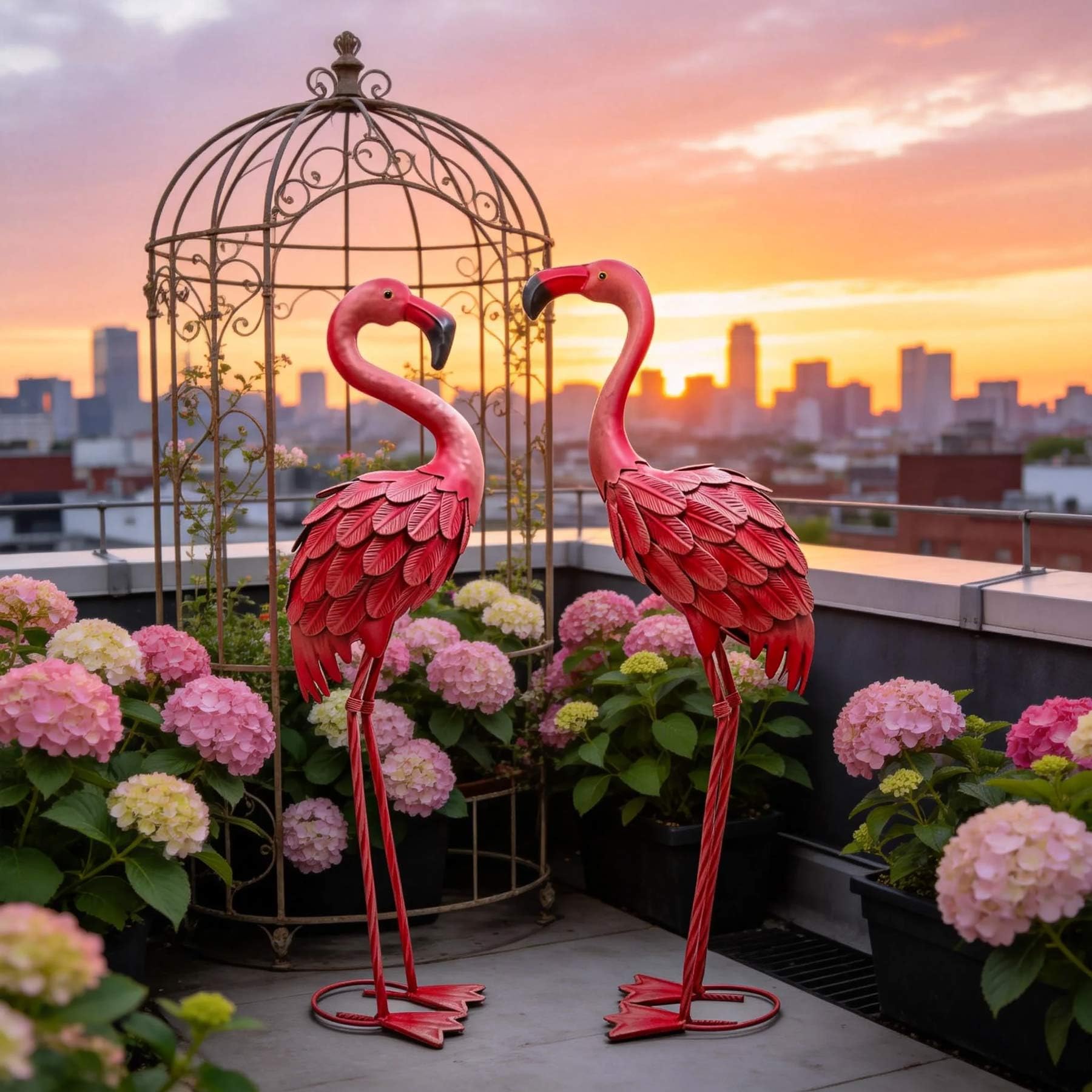 YOUKI weatherproof flamingo set, ideal gift for garden lovers.