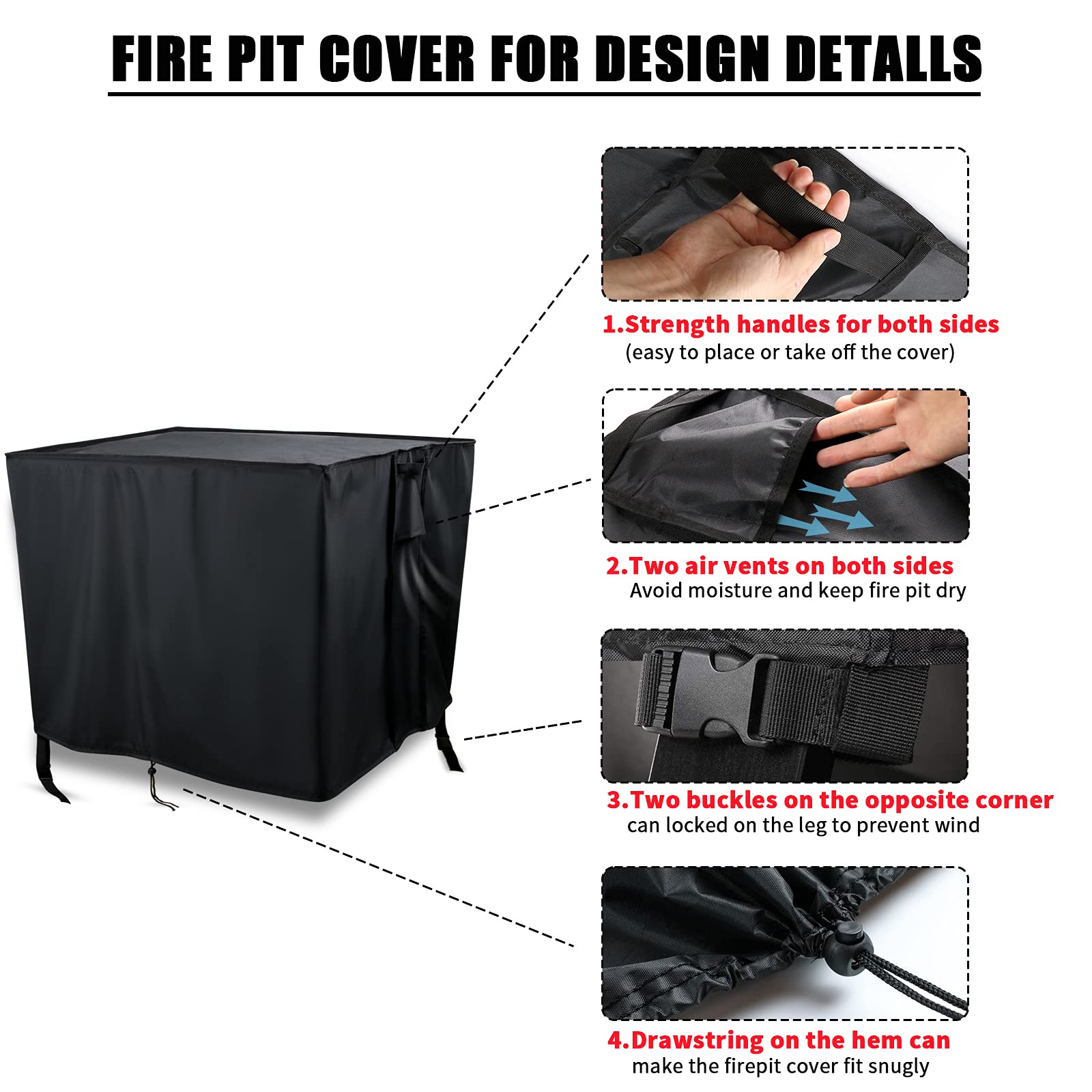 Youlvy fire pit cover with handles for easy install and removal