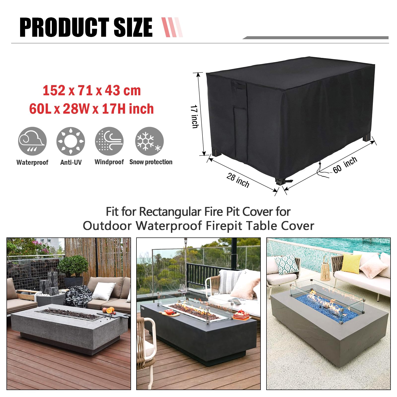 Youlvy waterproof Oxford fire pit cover with 420D fabric shielding from moisture