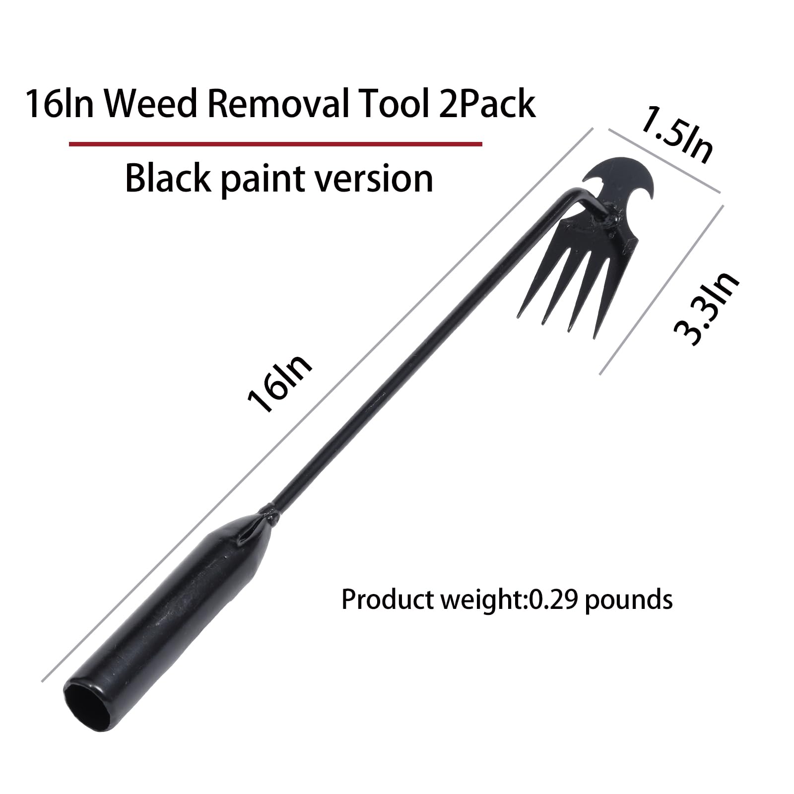 Young4us manganese steel weeder with 16-inch handle for precise weeding.