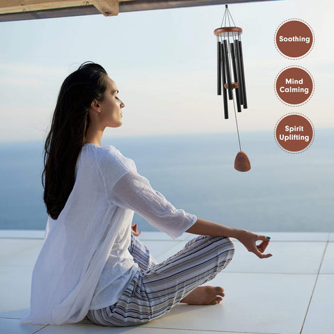 Elegant black box packaging houses YOUNTASY sympathy wind chimes with care.