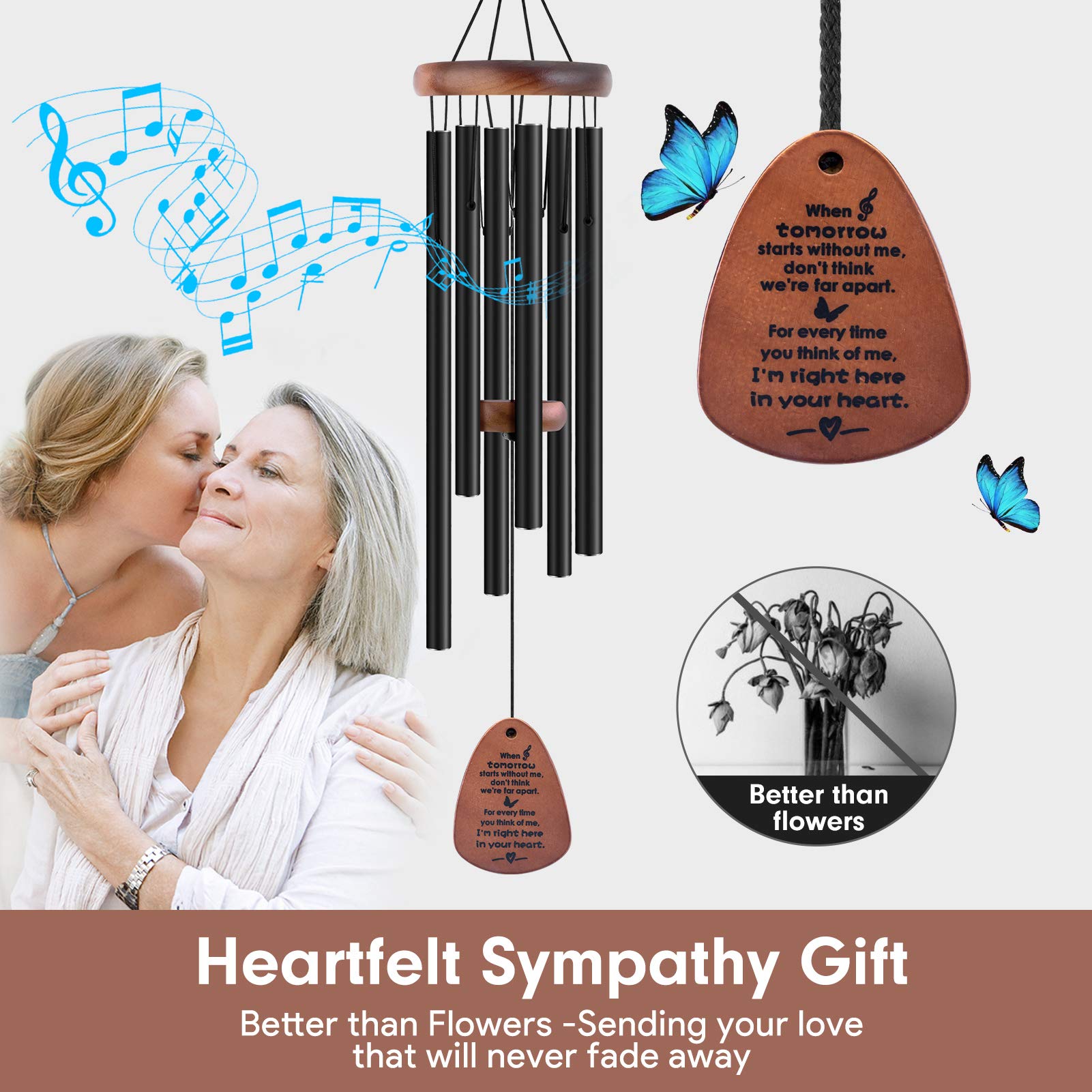 YOUNTASY wind chimes pinewood frame detail emphasizes durable craftsmanship.