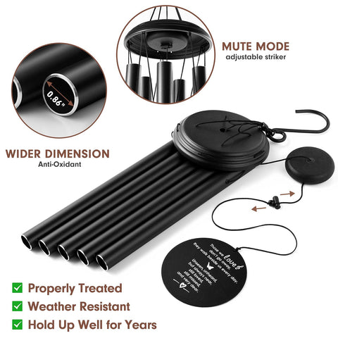 Close-up of YOUNTASY wind chimes tubes and sturdy hanger display quality.