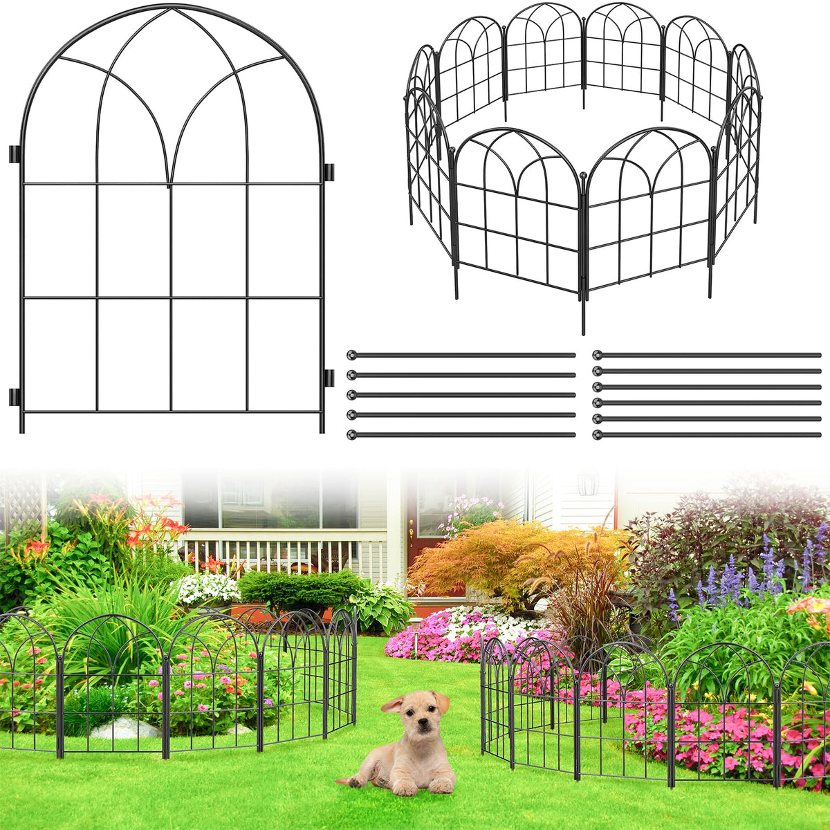 Youpehom black garden fence border keeps beds defined and decorative outdoors.