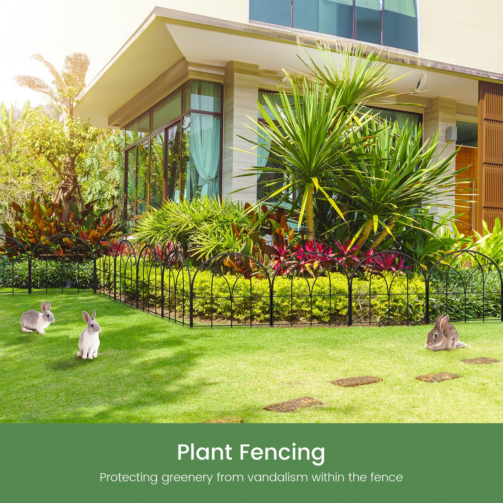 Youpehom outdoor yard fence used around a play area for dogs.