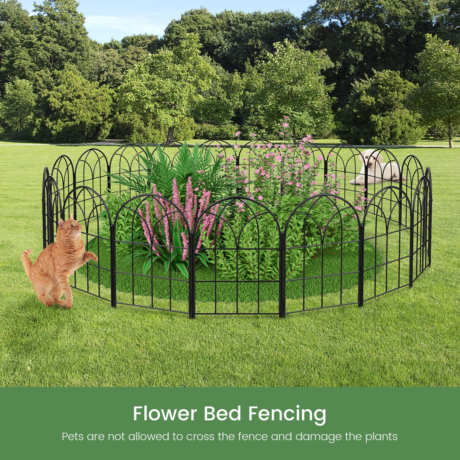 The Youpehom pet friendly fence helps protect kids and pets in the yard.