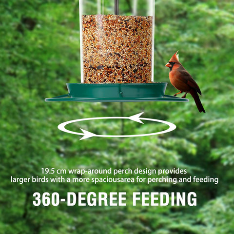 Youvip 360-degree perch invites multiple birds to feed comfortably.