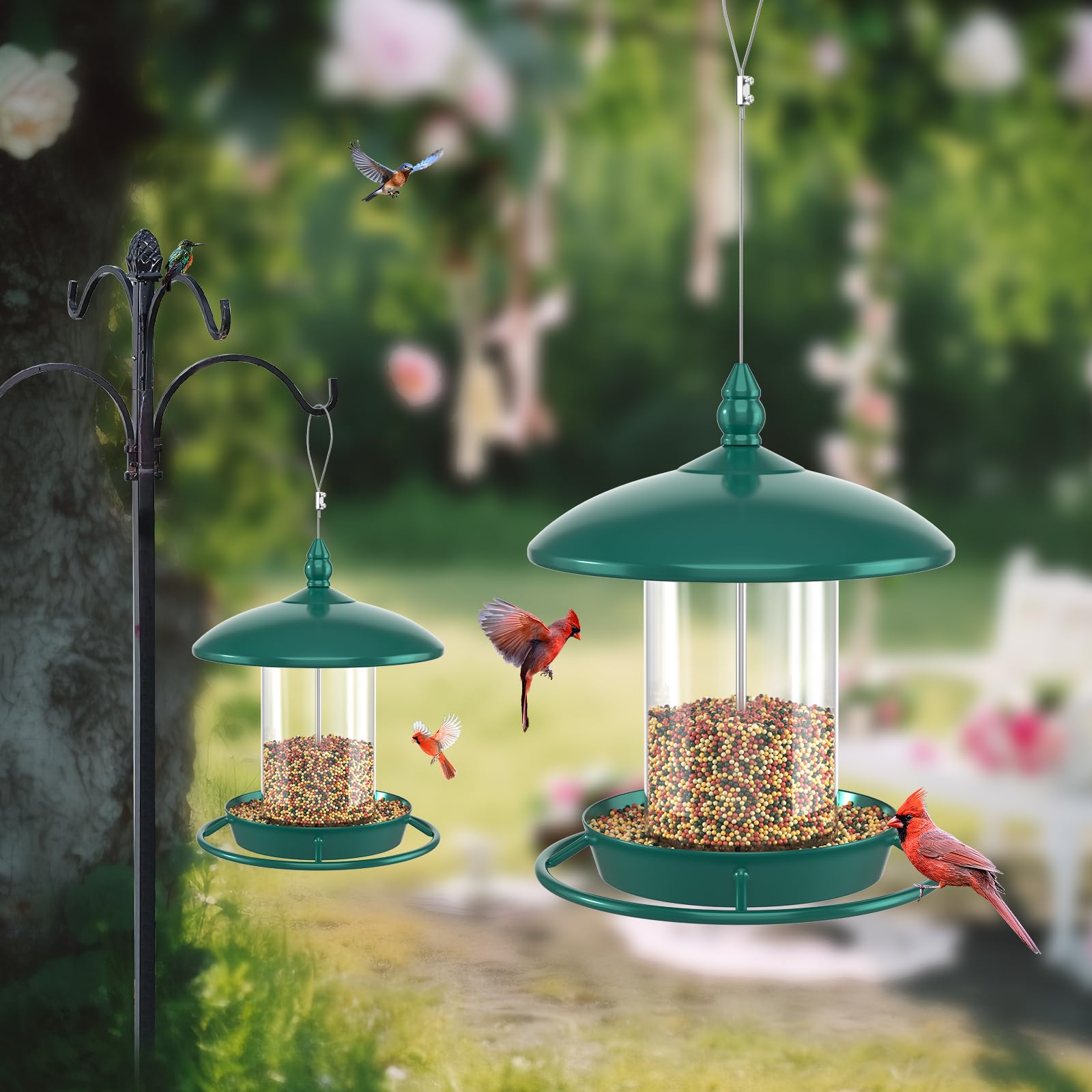 Youvip double-green feeder closeup metal highlights chew-proof components.