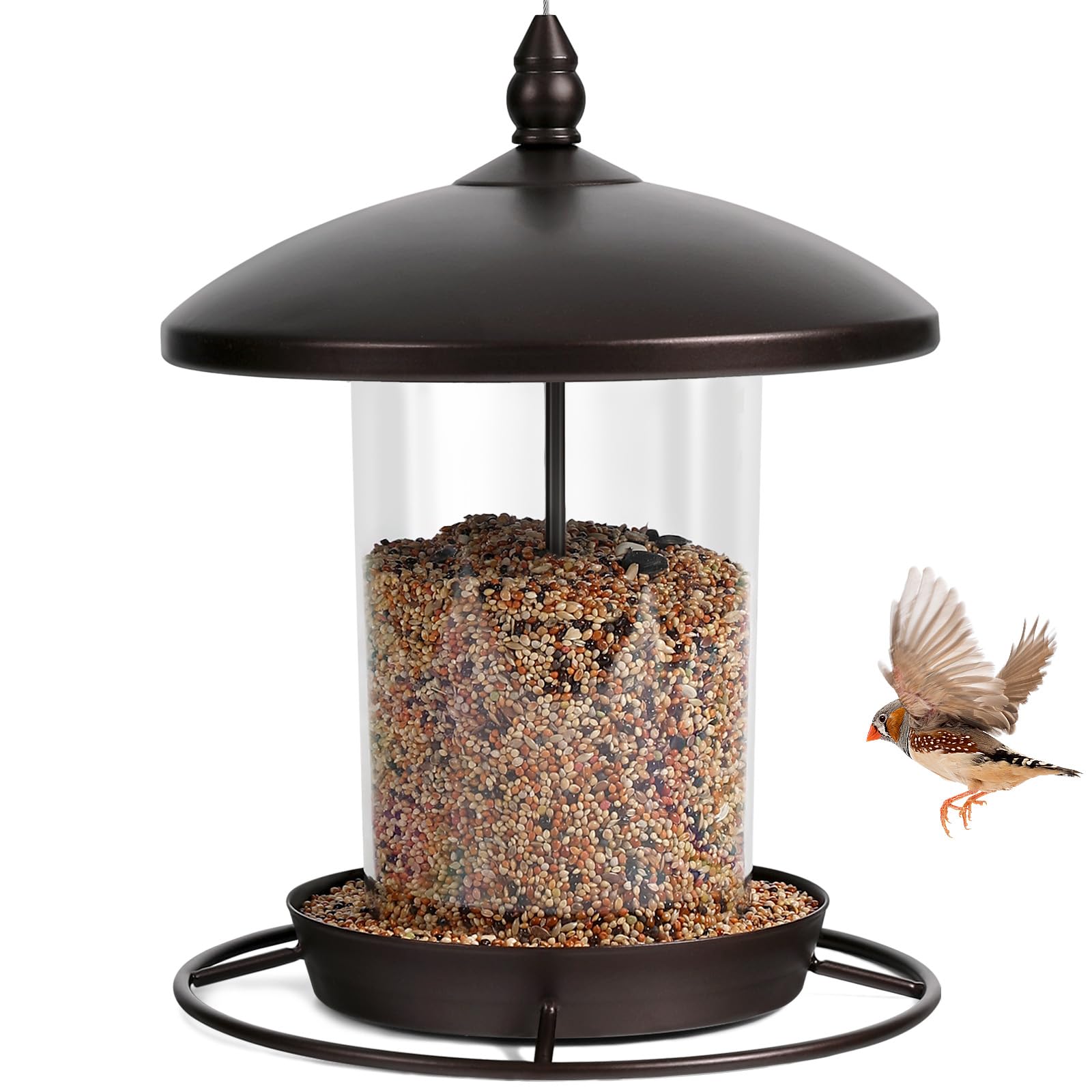 Youvip metal roof bird feeder, chew-proof, ready to use outdoors in your yard.