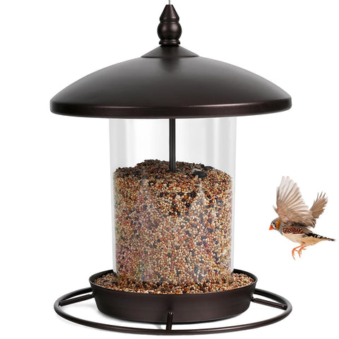 Youvip metal roof bird feeder, chew-proof, ready to use outdoors in your yard.