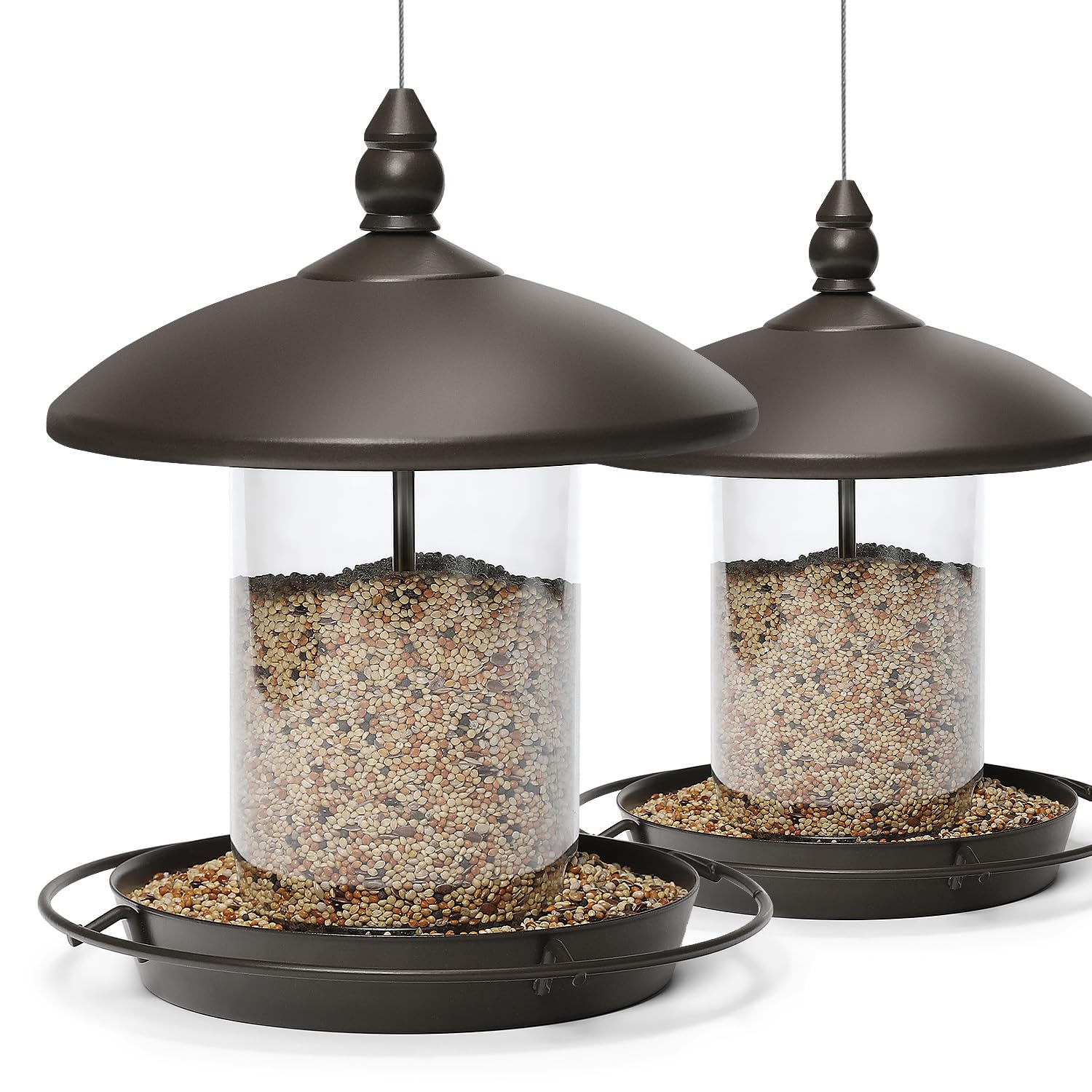 Youvip pack-2 bronze metal roof bird feeder front view showing durable construction