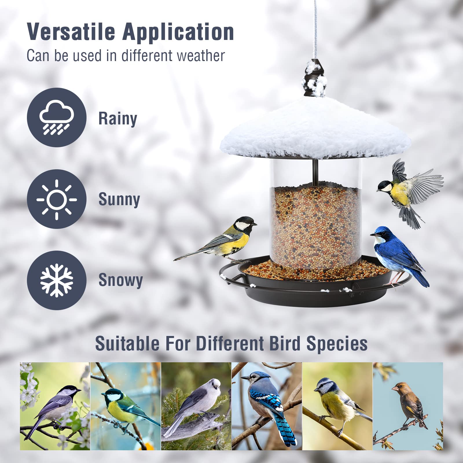 Youvip pack-2 bronze feeder seed hopper and tray in one view
