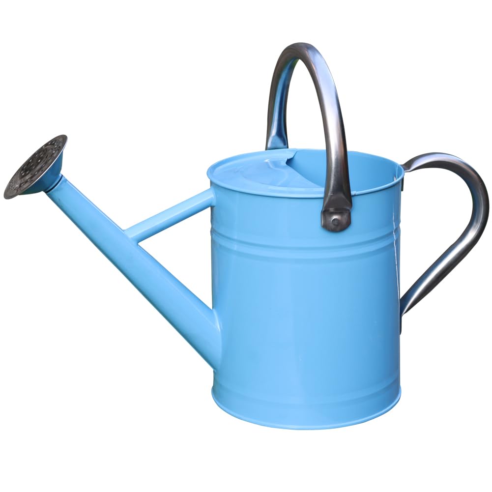 Yourjoy metal watering can blue handle for precise watering indoors and outdoors.