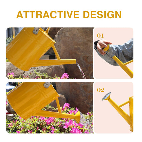 yourjoy Metal Watering Can yellow finish decorative yet functional for garden decor and watering