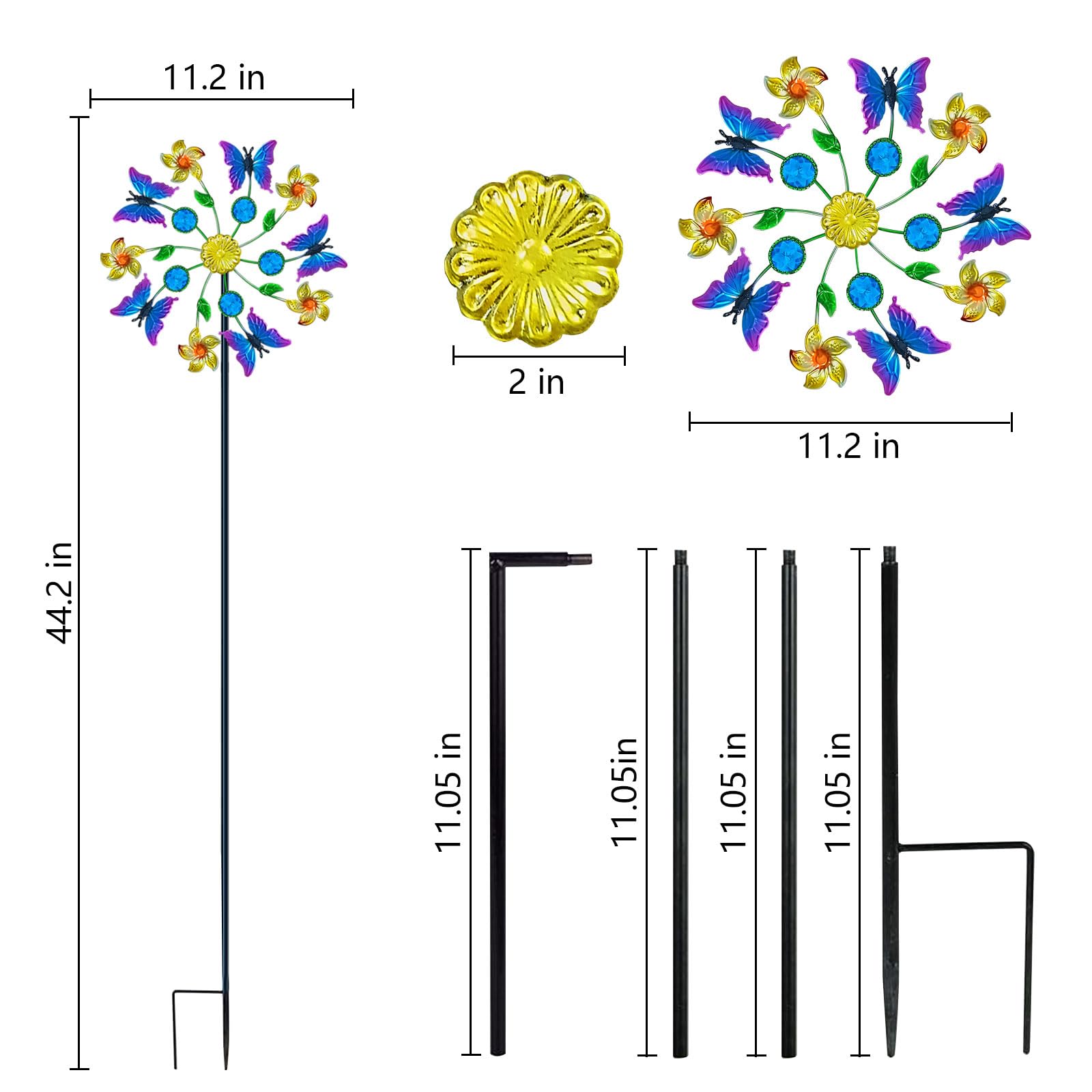 Yourongmao gemstone beads wind spinner reflects light for lively garden decor.