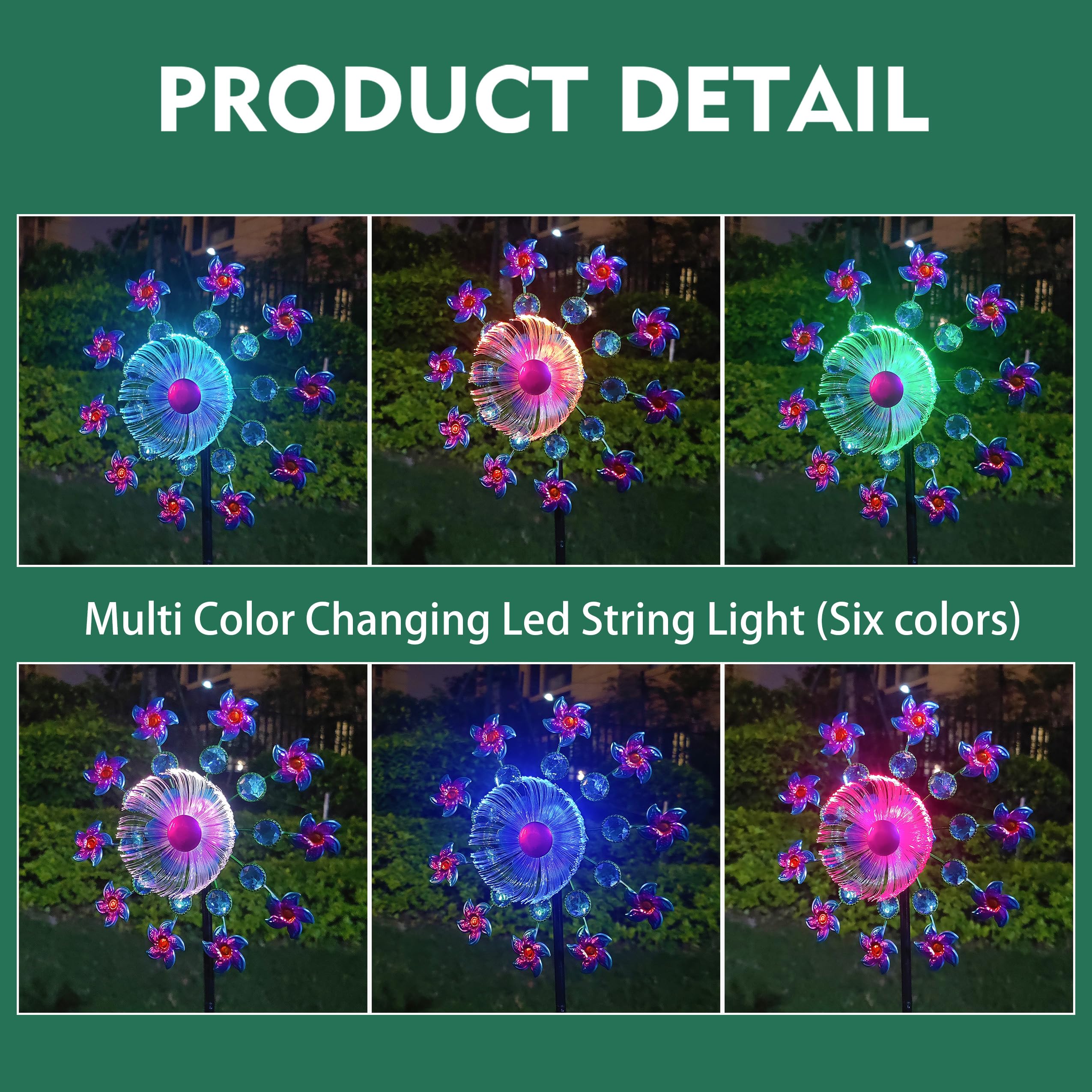 yourongmao forty-point-nine-inch height wind spinner stands tall in gardens