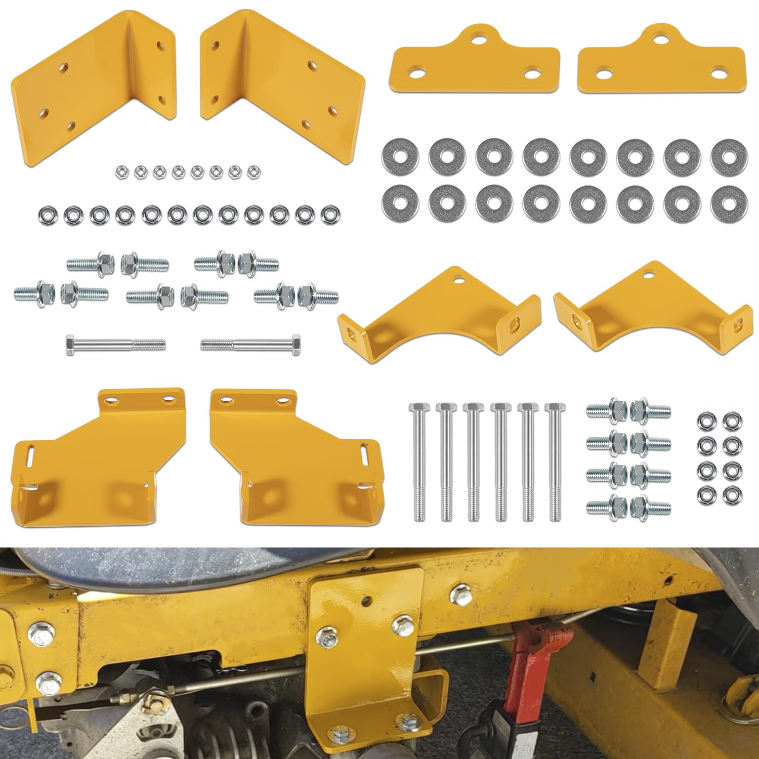 Yoursme 125255 front transmission brackets on Hustler Raptor improve stability