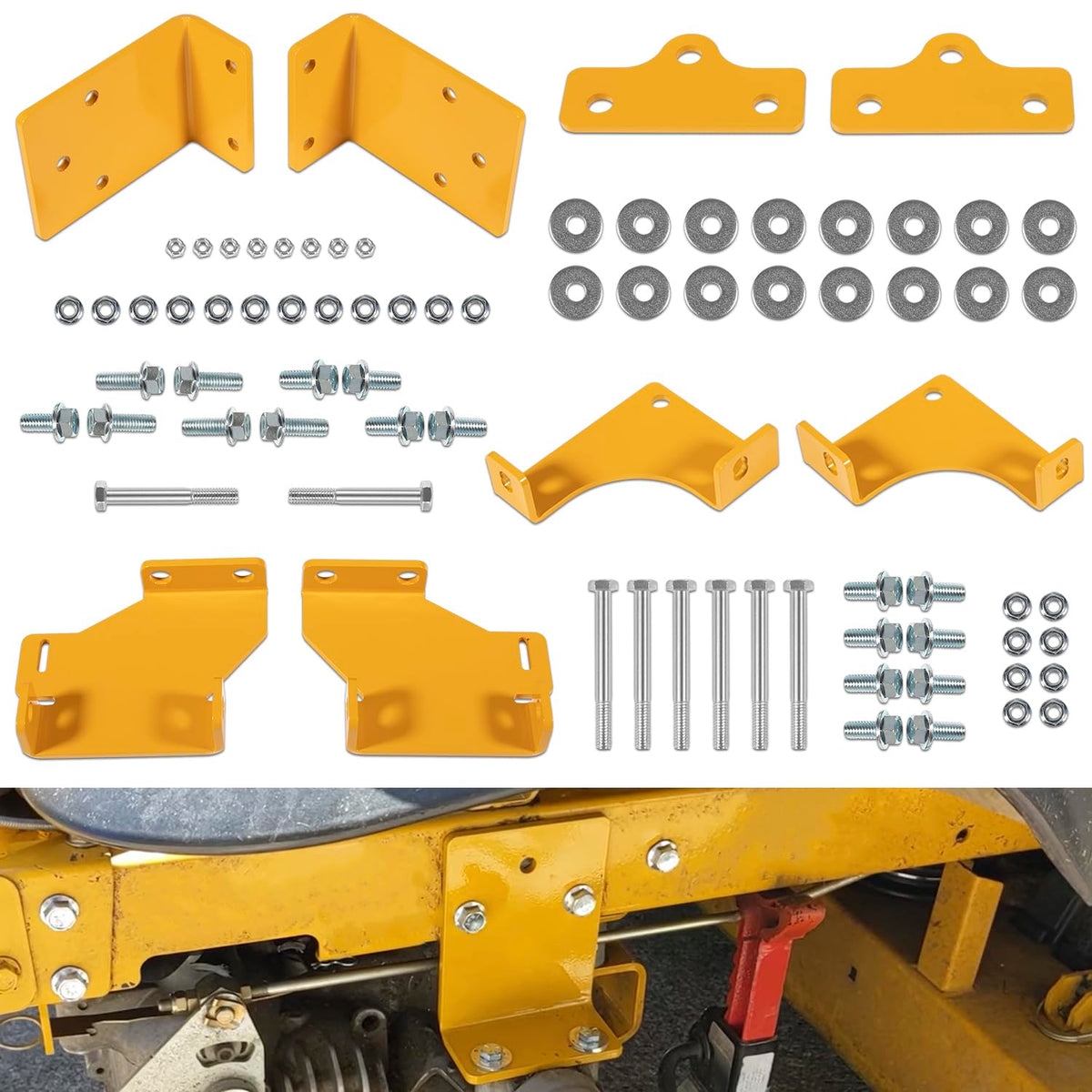 Yoursme 125255 front transmission brackets on Hustler Raptor improve stability