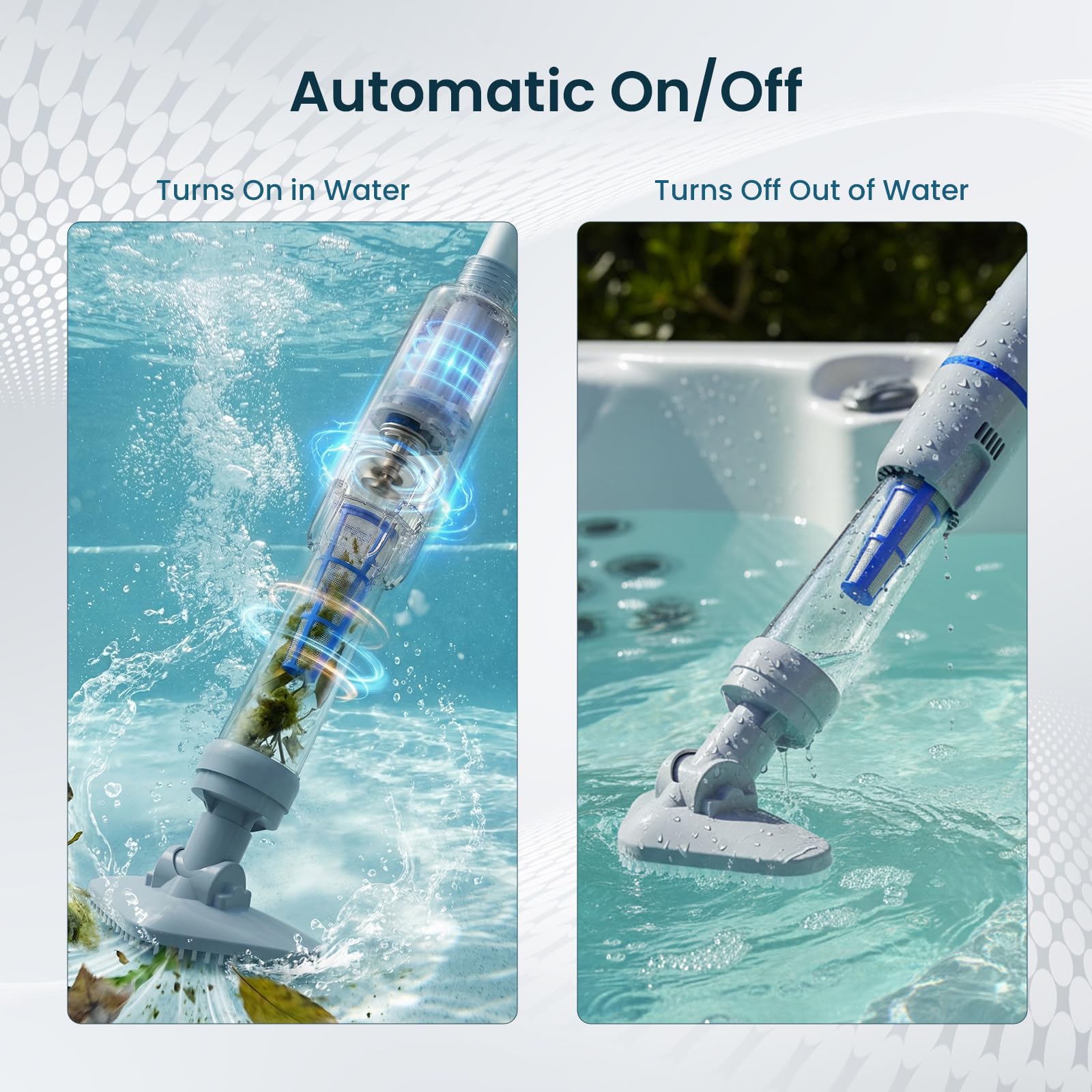 Yousky auto on/off feature illustrated during cleaning