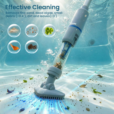 Cordless Yousky spa vacuum charging and ready for long cleaning sessions