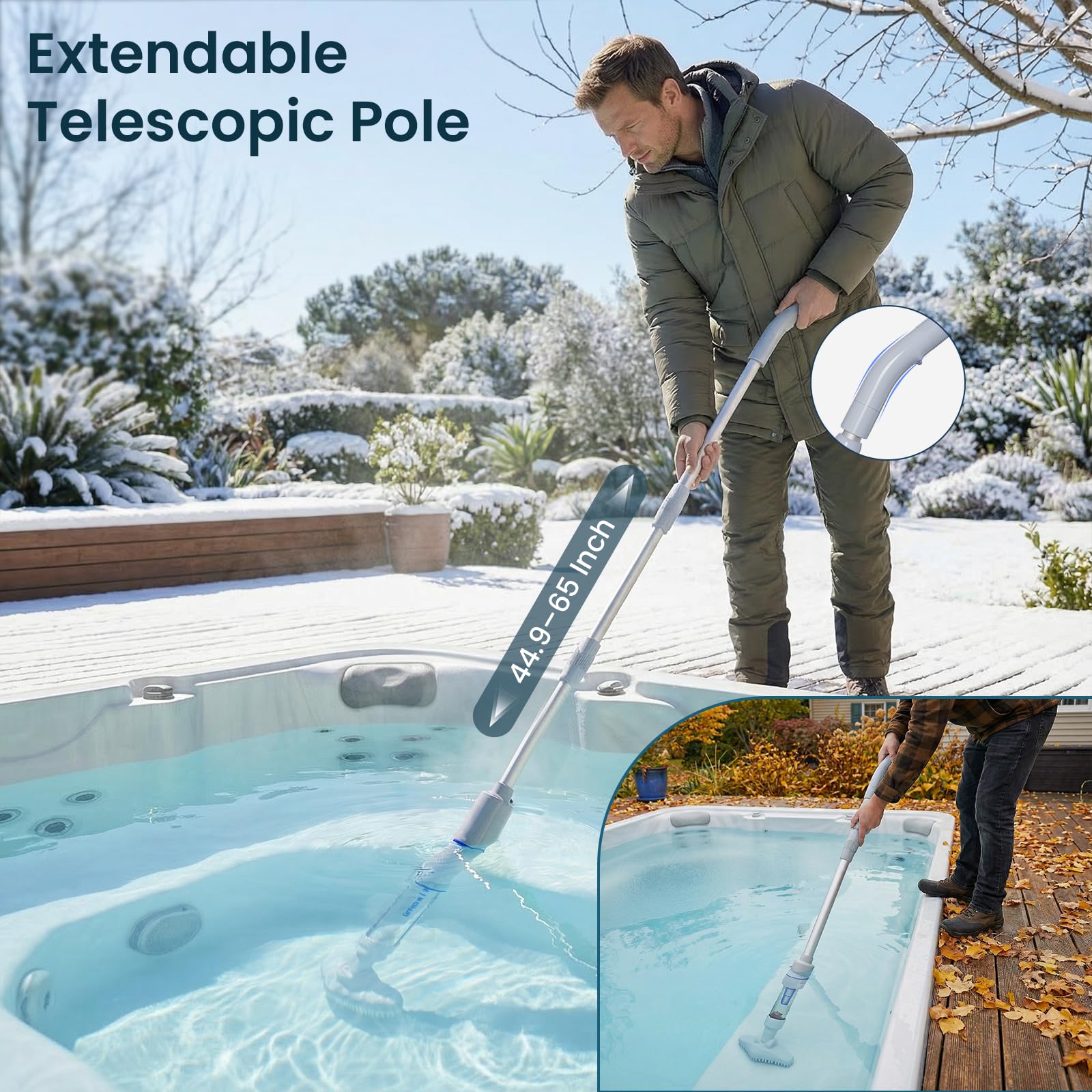 Yousky extendable pole extended for reach without bending