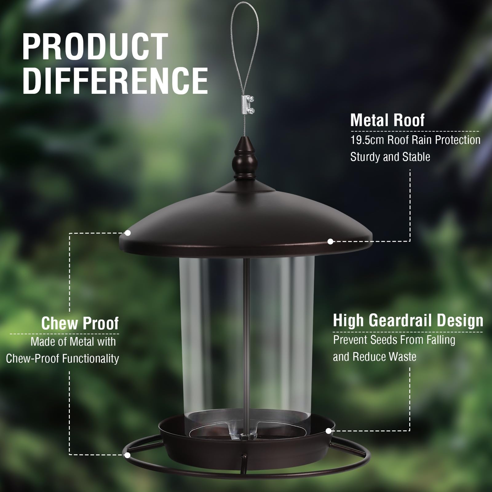 Youvip 3.0 lb seed feeder with top flip lid for easy refills
